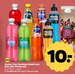 Netto Scoop, Fun, Rynkeby bland selv drik eller Powerade tilbud