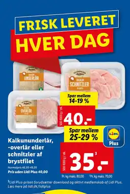 Lidl Kalkun underlår, -overlår eller schnitzler af brystfilet tilbud