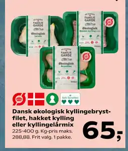 SuperBrugsen Dansk økologisk kyllingebrystfilet, hakket kylling eller kyllingelårmix tilbud