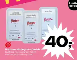 Kvickly Hansens økologiske flødeis tilbud