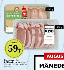 Dagli'Brugsen Koteletter eller kyllingebryst med lage tilbud