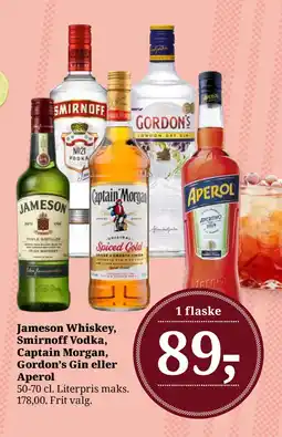 Dagli'Brugsen Jameson Whiskey, Smirnoff Vodka, Captain Morgan tilbud