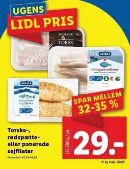 Torske-, rødspætte- eller panerede sejfileter
