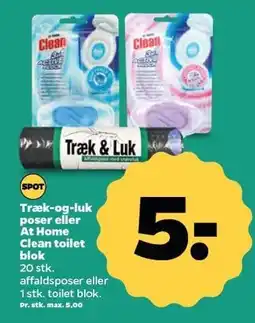 Netto Træk-og-luk poser eller At Home Clean toilet blok tilbud