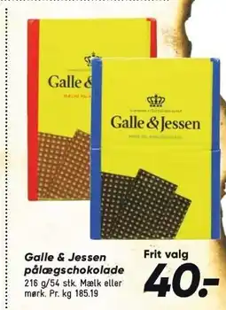 Bilka Galle & Jessen pålægschokolade tilbud