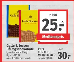 SPAR Galle & Jessen Pålægschokolade tilbud
