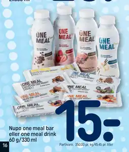 REMA 1000 Nupo one meal bar eller one meal drink 60 g/330 ml tilbud