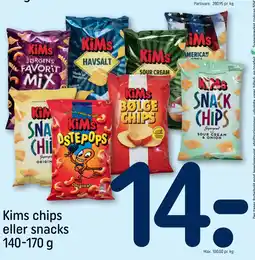 REMA 1000 Kims chips eller snacks 140-170 g tilbud