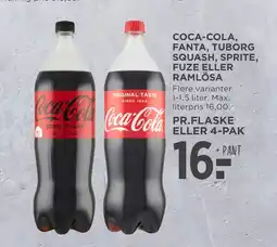 MENY COCA-COLA, FANTA, TUBORG SQUASH,. SPRITE, FUZE ELLER RAMLÖSA tilbud