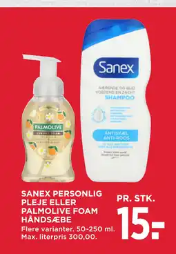 MENY SANEX PERSONLIG PLEJE ELLER PALMOLIVE FOAM HÅNDSÆBE tilbud