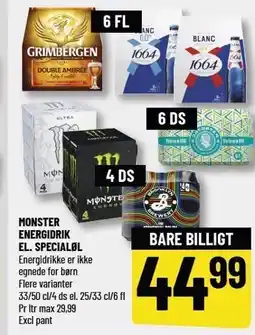 Løvbjerg MONSTER ENERGIDRIK EL. SPECIALØL tilbud