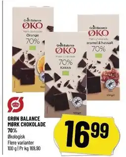 Løvbjerg GRØN BALANCE MØRK CHOKOLADE 70% tilbud