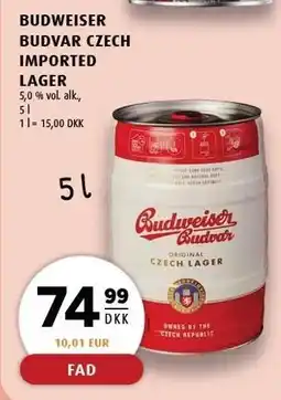 Scandinavian Park BUDWEISER BUDVAR CZECH IMPORTED LAGER tilbud