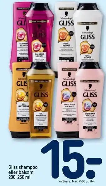 REMA 1000 Gliss shampoo eller balsam tilbud