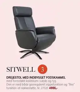 Daells Bolighus DREJESTOL MED INDBYGGET FODSKAMMEL tilbud