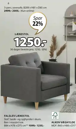 JYSK FALSLEV LÆNESTOL tilbud