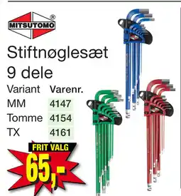 Harald Nyborg Stiftnøglesæt 9 dele tilbud