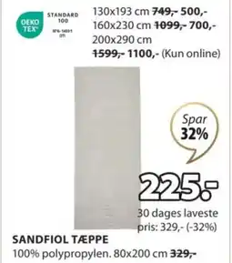 JYSK SANDFIOL TÆPPE tilbud