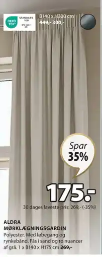 JYSK ALDRA MØRKLÆGNINGSGARDIN tilbud