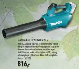 Johannes Fog MAKITA LXT 18 V LØVBLÆSER - EX MOMS tilbud