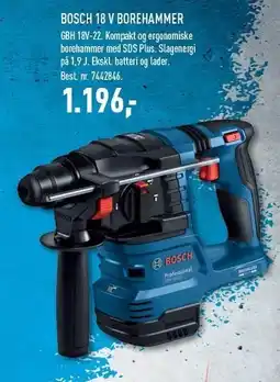 Johannes Fog BOSCH 18 V BOREHAMMER - EX MOMS tilbud