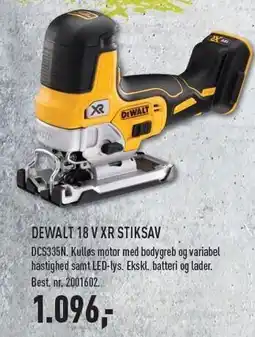 Johannes Fog DEWALT 18 V XR STIKSAV - EX MOMS tilbud