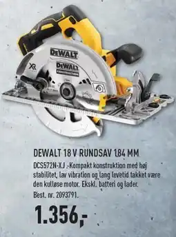 Johannes Fog DEWALT 18 V RUNDSAV 184 MM - EX MOMS tilbud