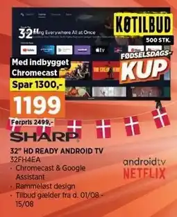 Power SHARP 32´´ HD READY ANDROID TV tilbud