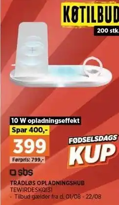 SBS TRÅDLØS OPLADNINGSHUB