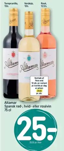 REMA 1000 Altamar Spansk rød-, hvid- eller rosévin tilbud