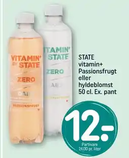 REMA 1000 STATE vitamin+ Passionsfrugt eller hyldeblomst 50 cl. Ex. pant tilbud