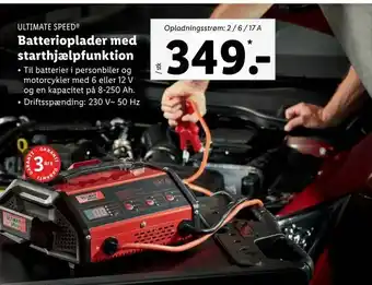 Batterioplader med starthjælpfunktion