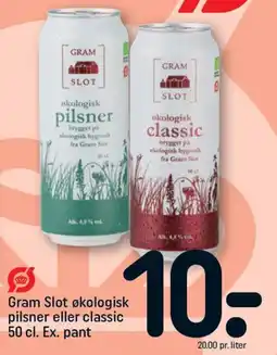 REMA 1000 Gram Slot økologisk pilsner eller classic 50 cl. Ex. pant tilbud