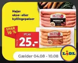 Højer okse- eller kyllingepølser