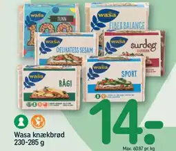 REMA 1000 Wasa knækbrød 230-285 g tilbud
