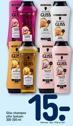 REMA 1000 Gliss shampoo eller balsam 200-250 ml tilbud