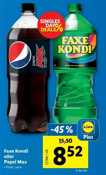 Let-Køb Faxe Kondi eller Pepsi Max tilbud