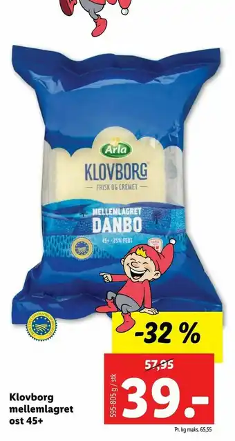Klovborg mellemlagret ost 45+