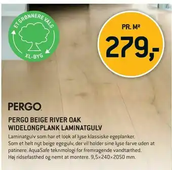 XL-BYG Pergo beige river oak widelongplank laminatgulv tilbud
