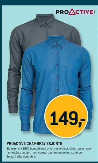 XL-BYG Proactive chambray skjorte tilbud