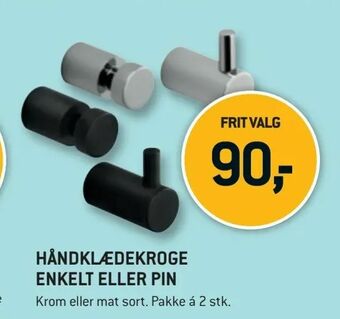 Håndklædekroge enkelt eller pin