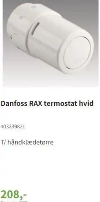 VVS Eksperten Danfoss Rax Termostat Hvid tilbud
