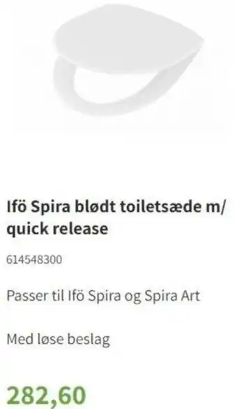Ifö Spira Blødt Toiletsæde M/ Quick Release