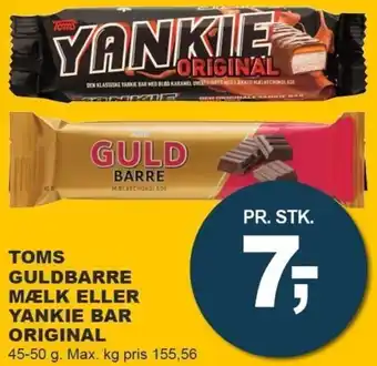 Let-Køb Toms Guldbarre Mælk Eller Yankie Bar Original 45-50 g tilbud