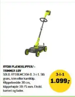 XL-BYG RYOBI PLÆNEKLIPPER/- TRIMMER 18V tilbud