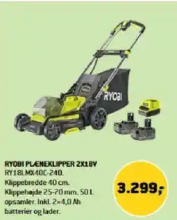 XL-BYG RYOBI PLENEKLIPPER 2X18V RY18LMX40C-240. tilbud