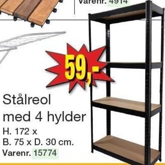 Harald Nyborg Stålreol Med 4 Hylder tilbud