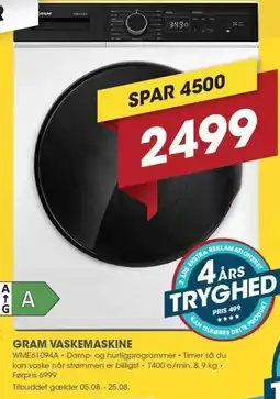 Punkt1 GRAM VASKEMASKINE tilbud