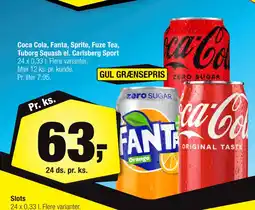 Calle Coca Cola, Fanta, Sprite, Fuze Tea, Tuborg Squash el. Carlsberg Sport tilbud
