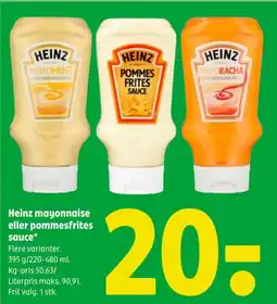 Coop 365 Heinz mayonnaise eller pommesfrites sauce* tilbud